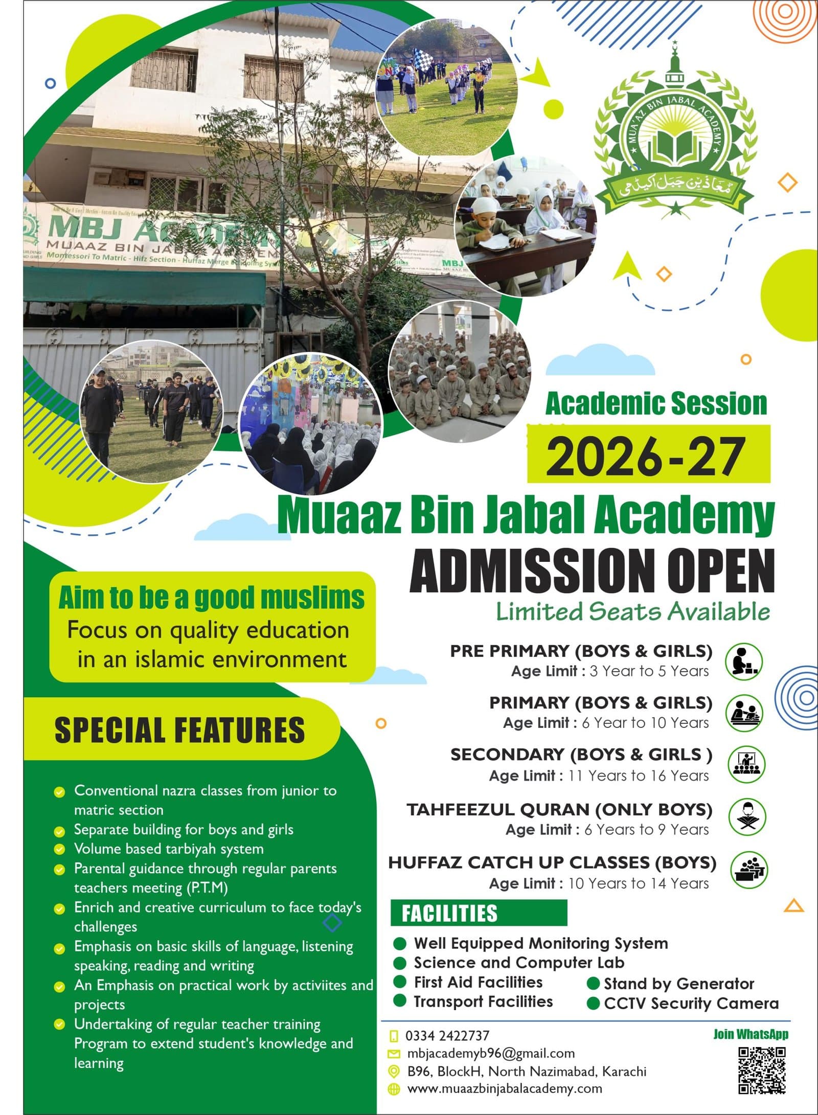 MBJ Academy admissions poster